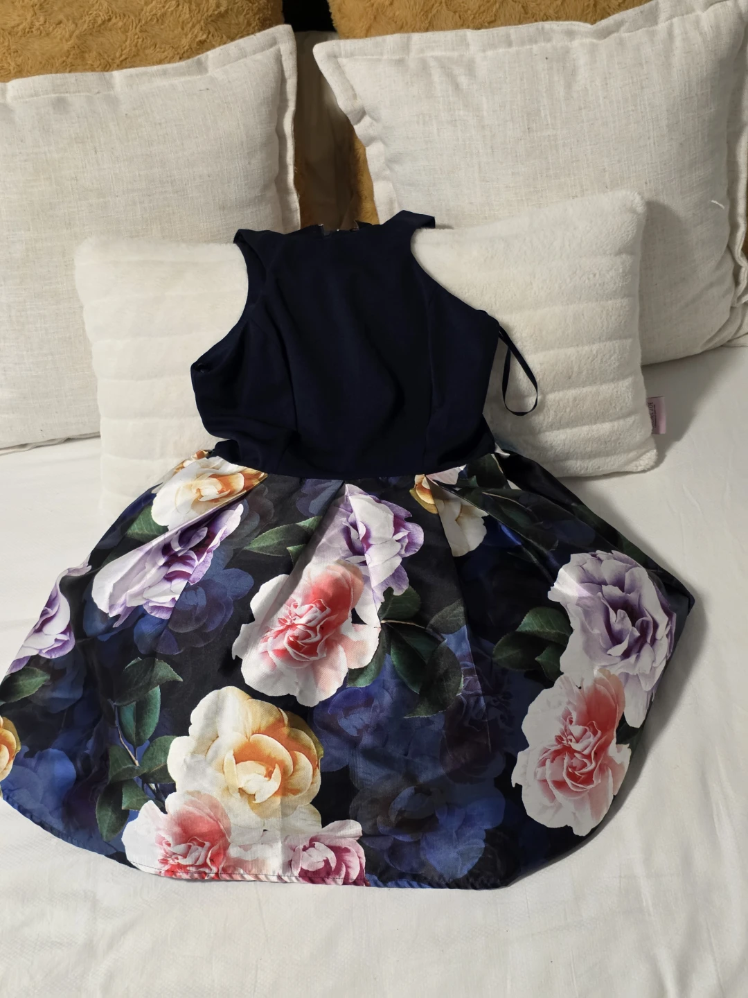 Navy Floral Fit and Flare Dress