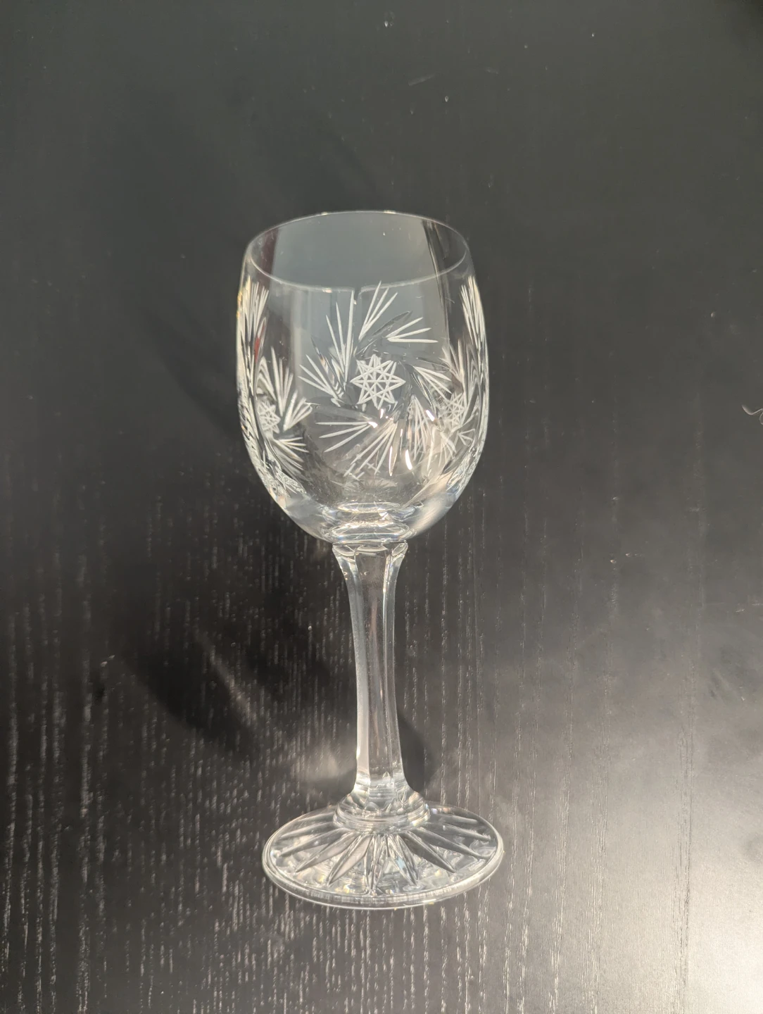 Crystal Wine Glass with Etched Design