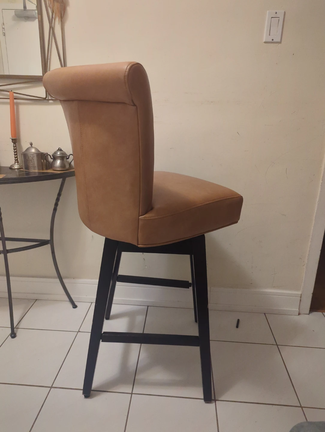 Brown Faux Leather Swivel Bar Stool - photo 4