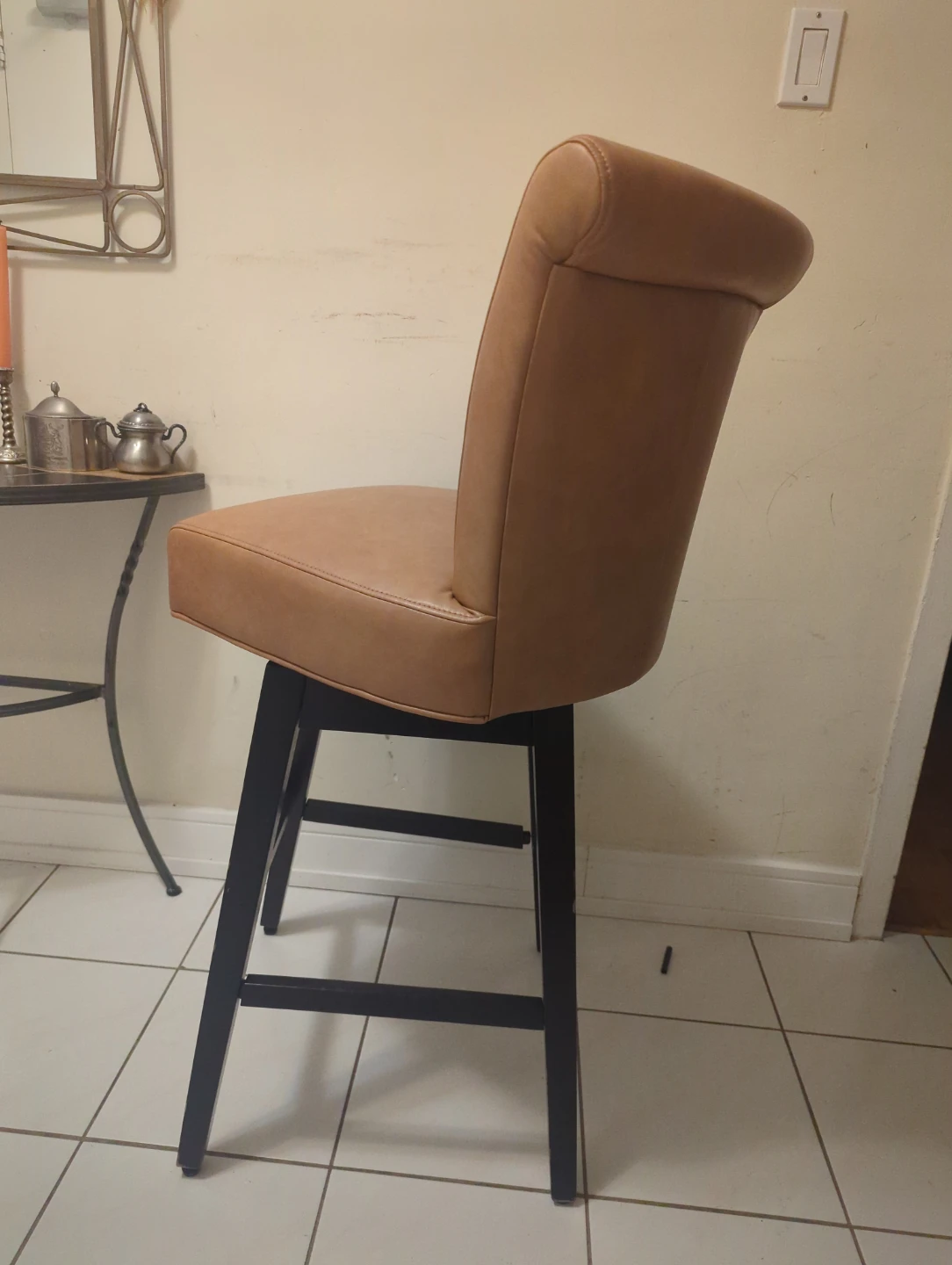 Brown Faux Leather Swivel Bar Stool - photo 5