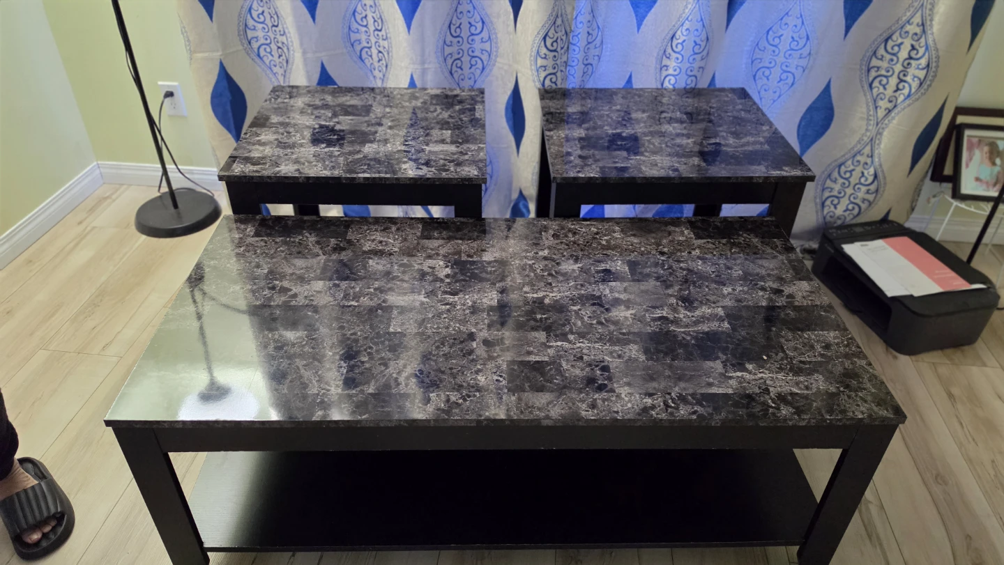 Marble Look Coffee Table and End Tables Set