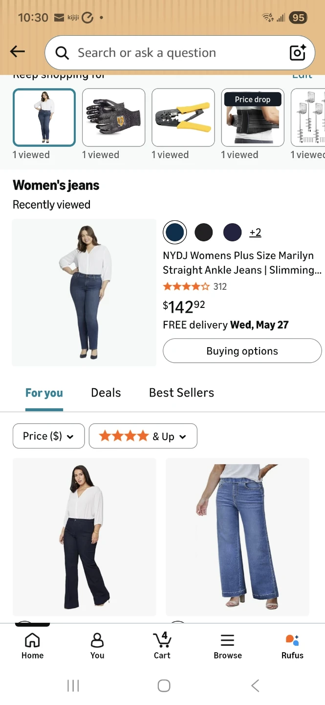 NYDJ Womens Plus Size Marilyn Straight Ankle Jeans