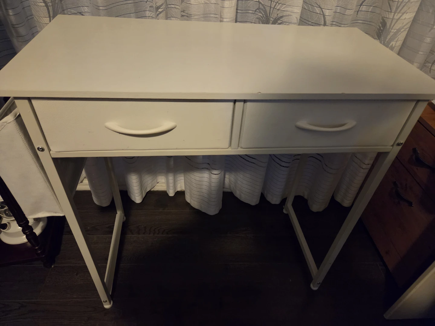 White 2-Drawer Vanity Table with Side Organizer - photo 2