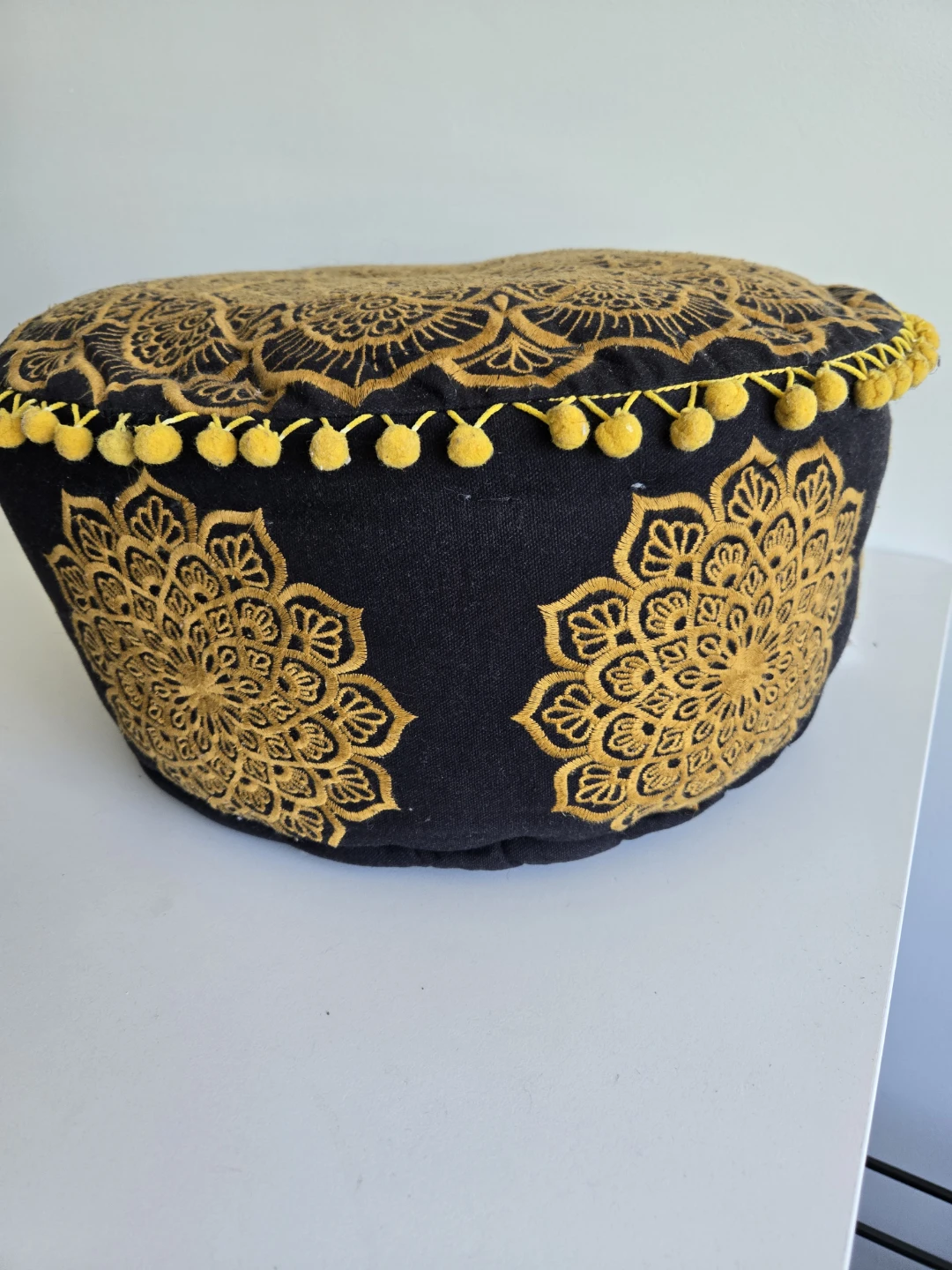 Decorative Round Mandala patterned Ottoman Pouf