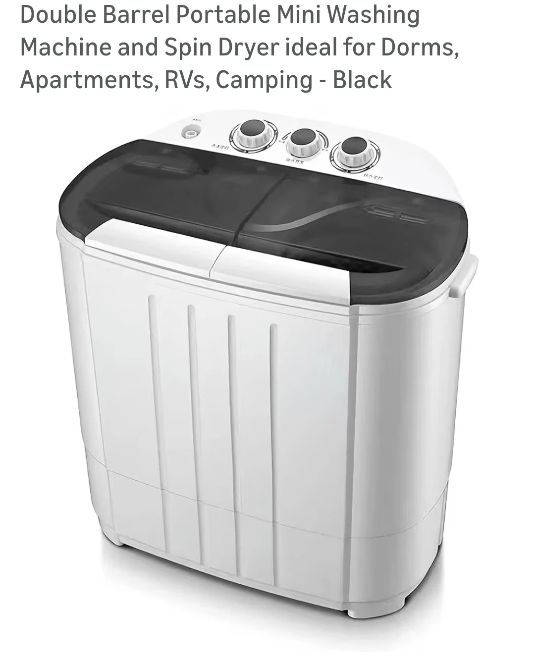 Portable Mini Washing Machine and Spin Dryer - Black