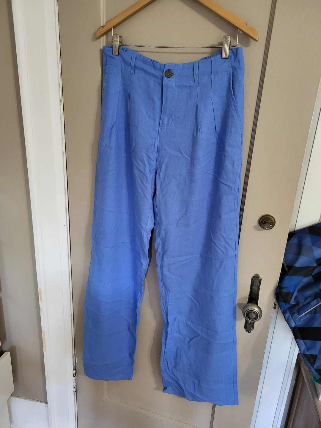 Lovestitch Blue Linen Blend Wide Leg Pants Size L