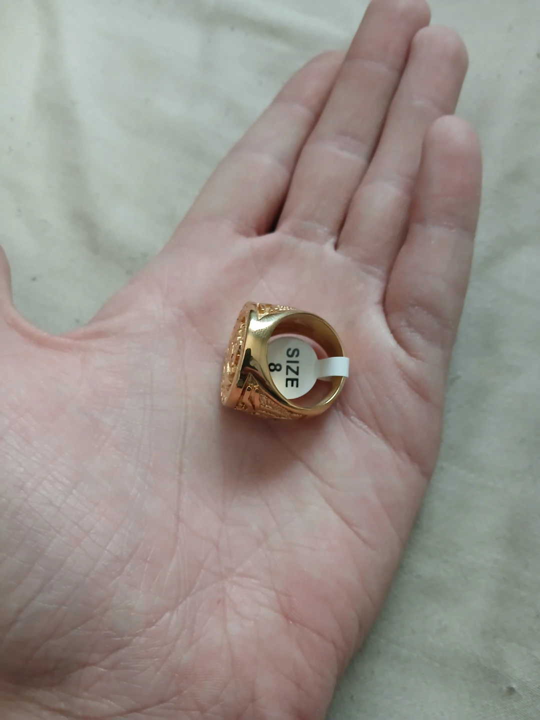 18K Gold Plated 316L Stainless Steel Anchor Ring - photo 3