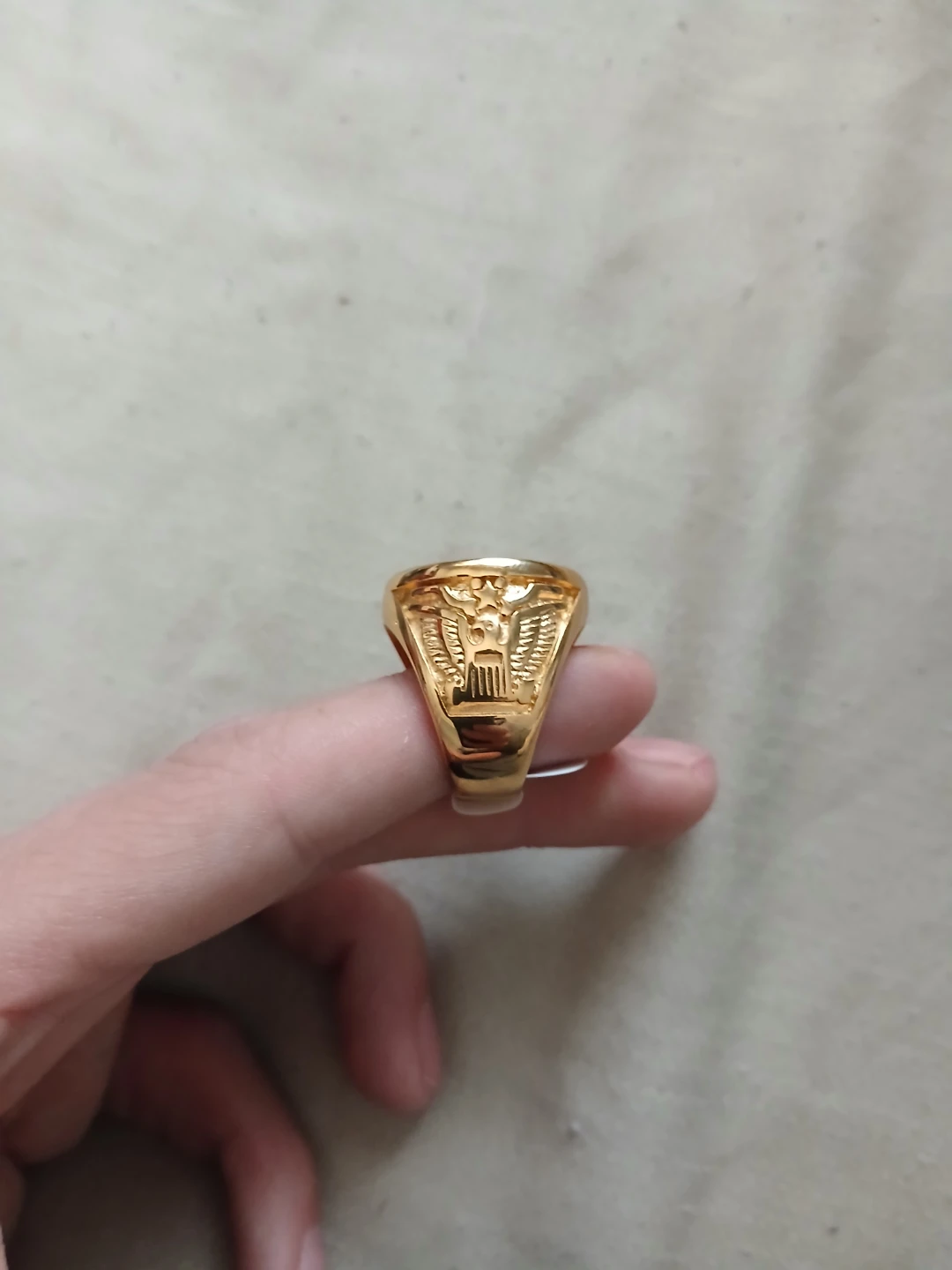18K Gold Plated 316L Stainless Steel Anchor Ring - photo 4