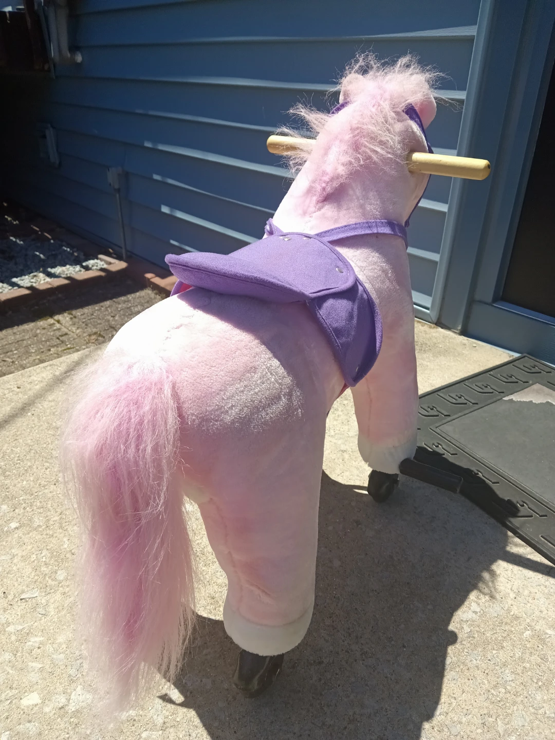 Pink Plush Ride-On Horse Toy with Wheels - photo 5