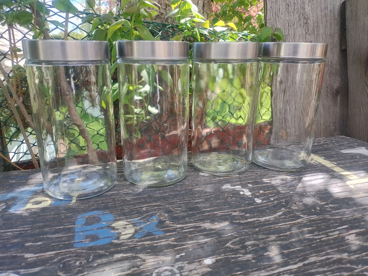 Set of 4 Clear Glass Jars with Stainless Steel Lids - photo 2