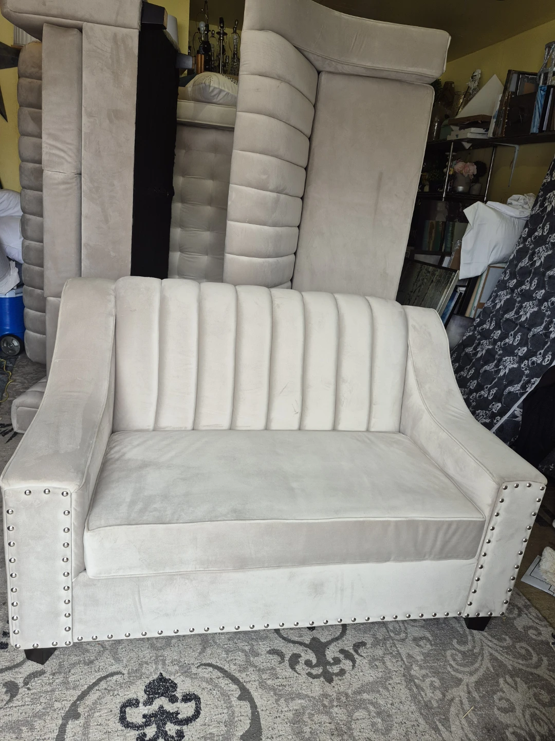 Upholstered sofa set  with Studded Trim - photo 4