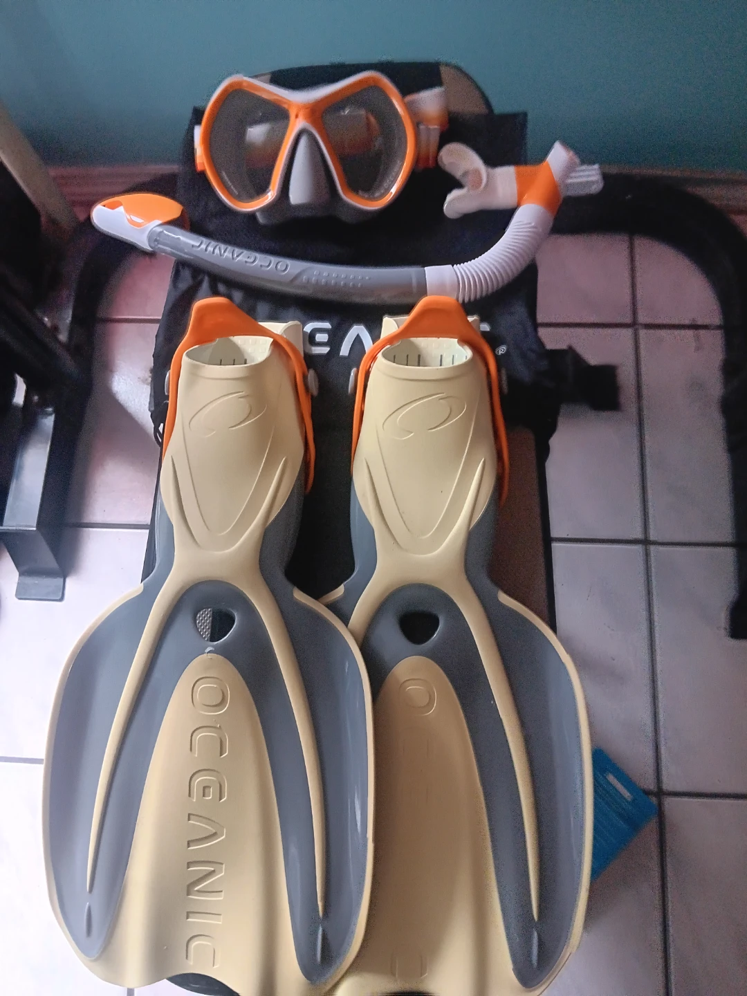 Oceanic Scuba Diving Mask, Snorkel, and Fins Set