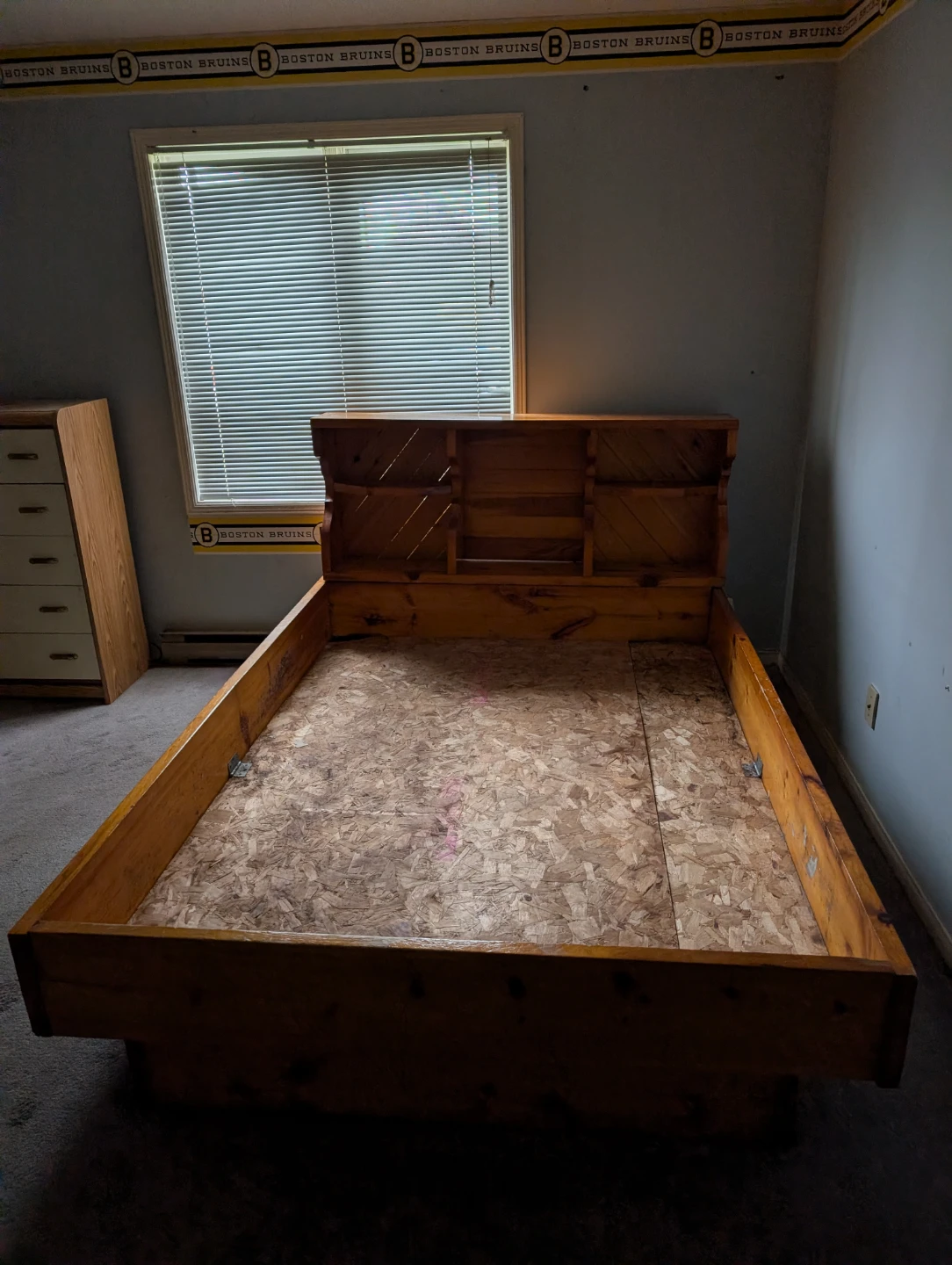 Wooden Platform Bed Frame with Headboard Shelves - photo 2