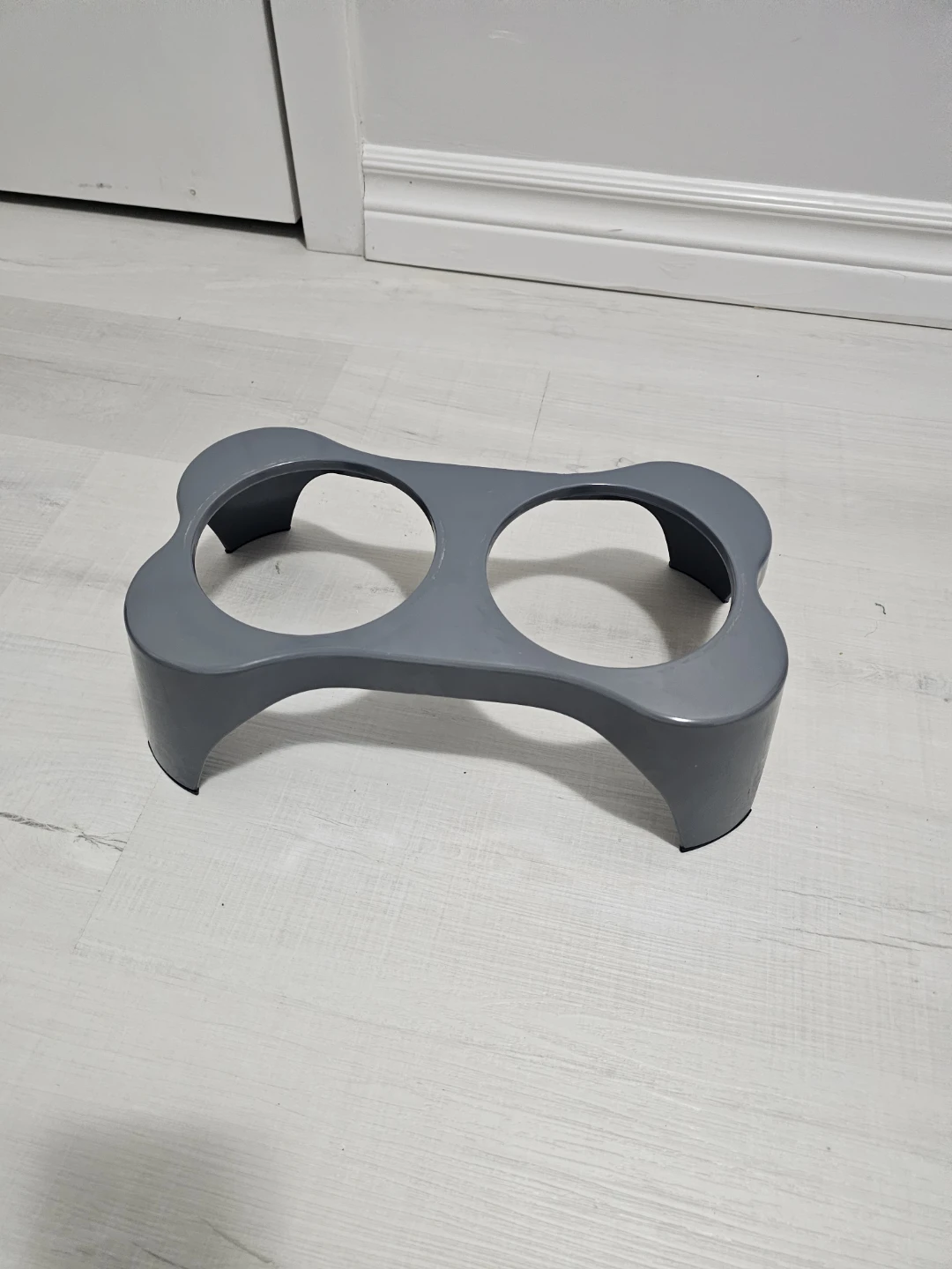 Grey Double Dog Cat Food Water Bowl Stand