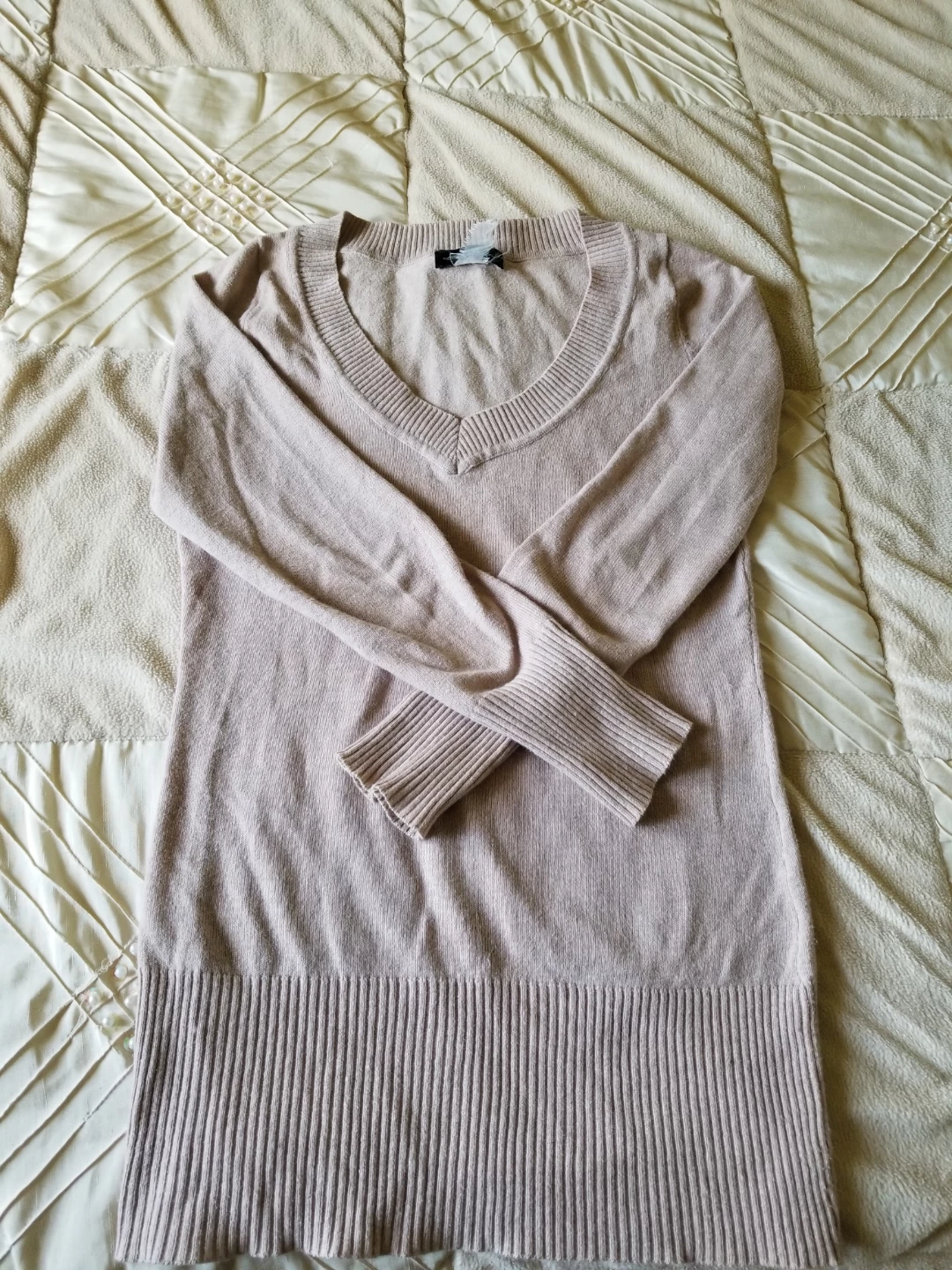 Beige V-Neck Sweater