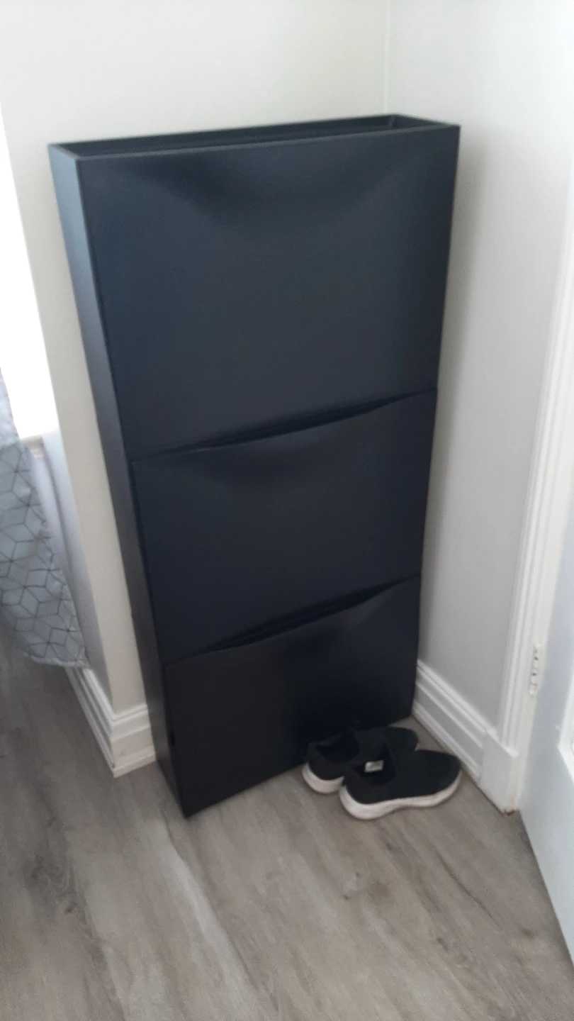 Black 3-Tier Shoe Rack Cabinet