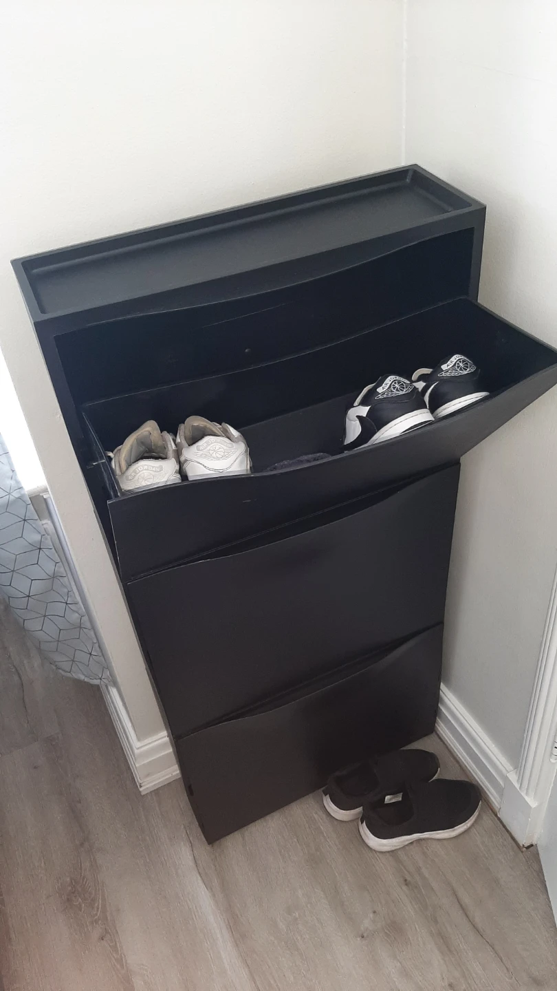 Black 3-Tier Shoe Rack Cabinet - photo 2