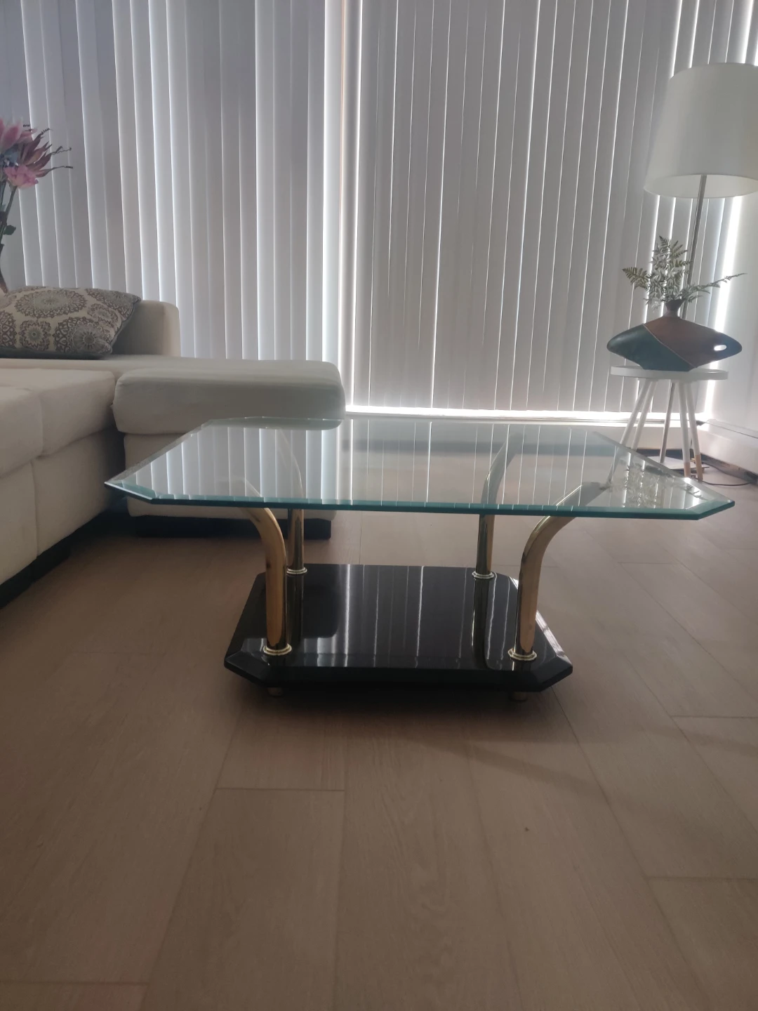 Glass and Brass Coffee Table - photo 3