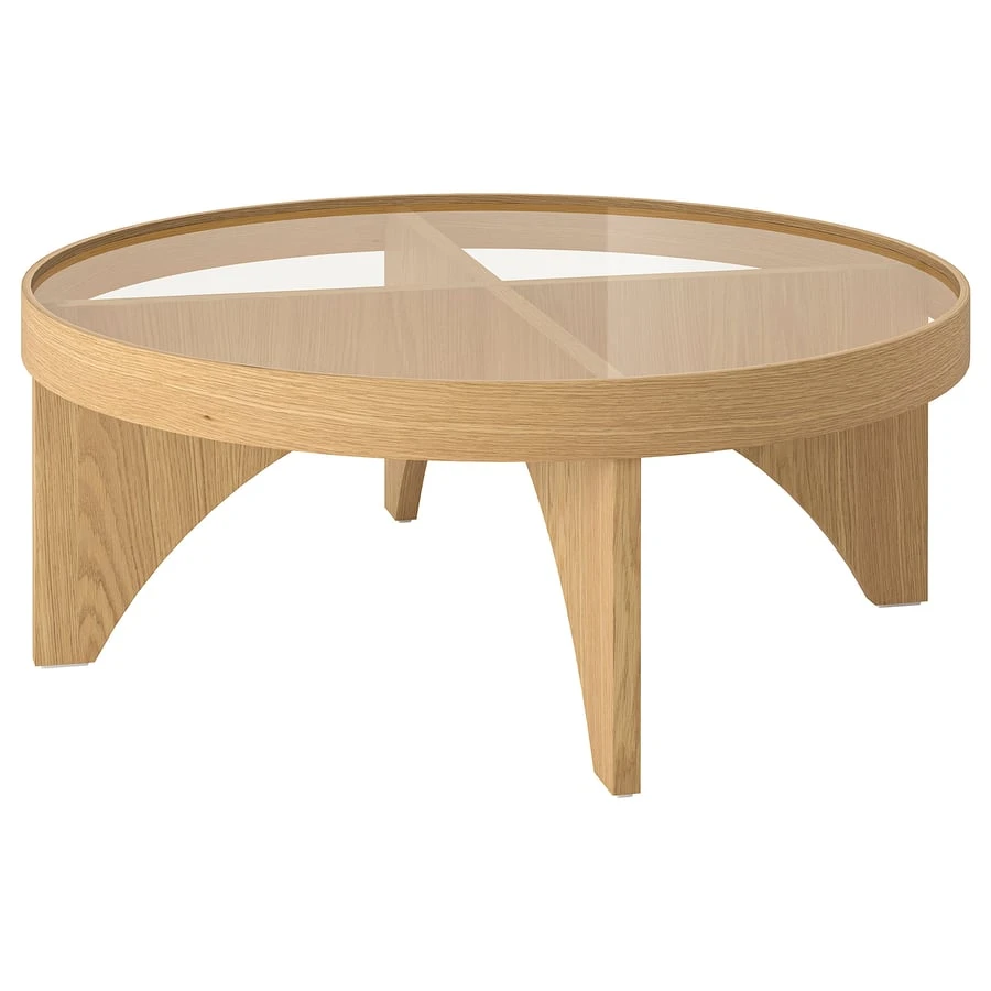 IKEA Oak Veneer Glass Coffee Table - Stockholm - photo 4