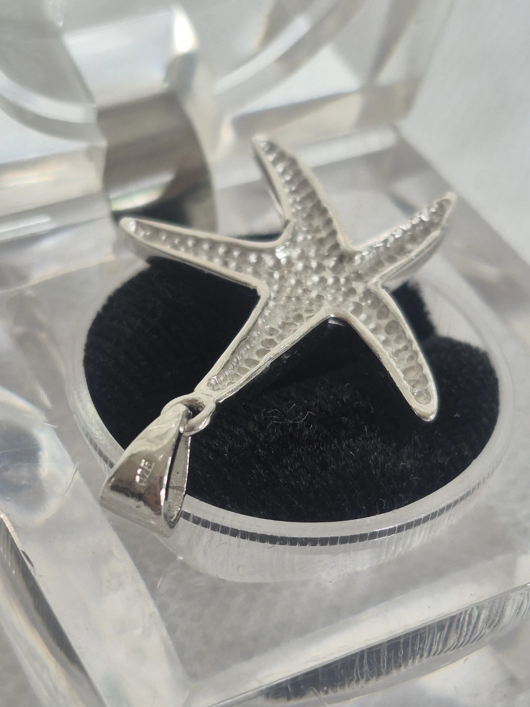 Silver Starfish Pendant with Blue Opal Inlay - photo 4