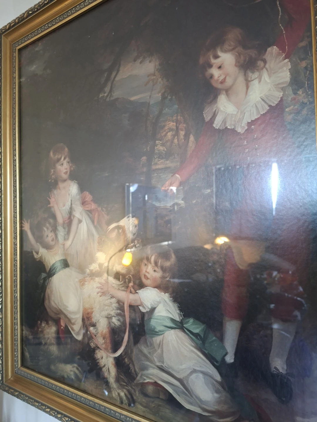 Framed Painting of Children with Dog - photo 2