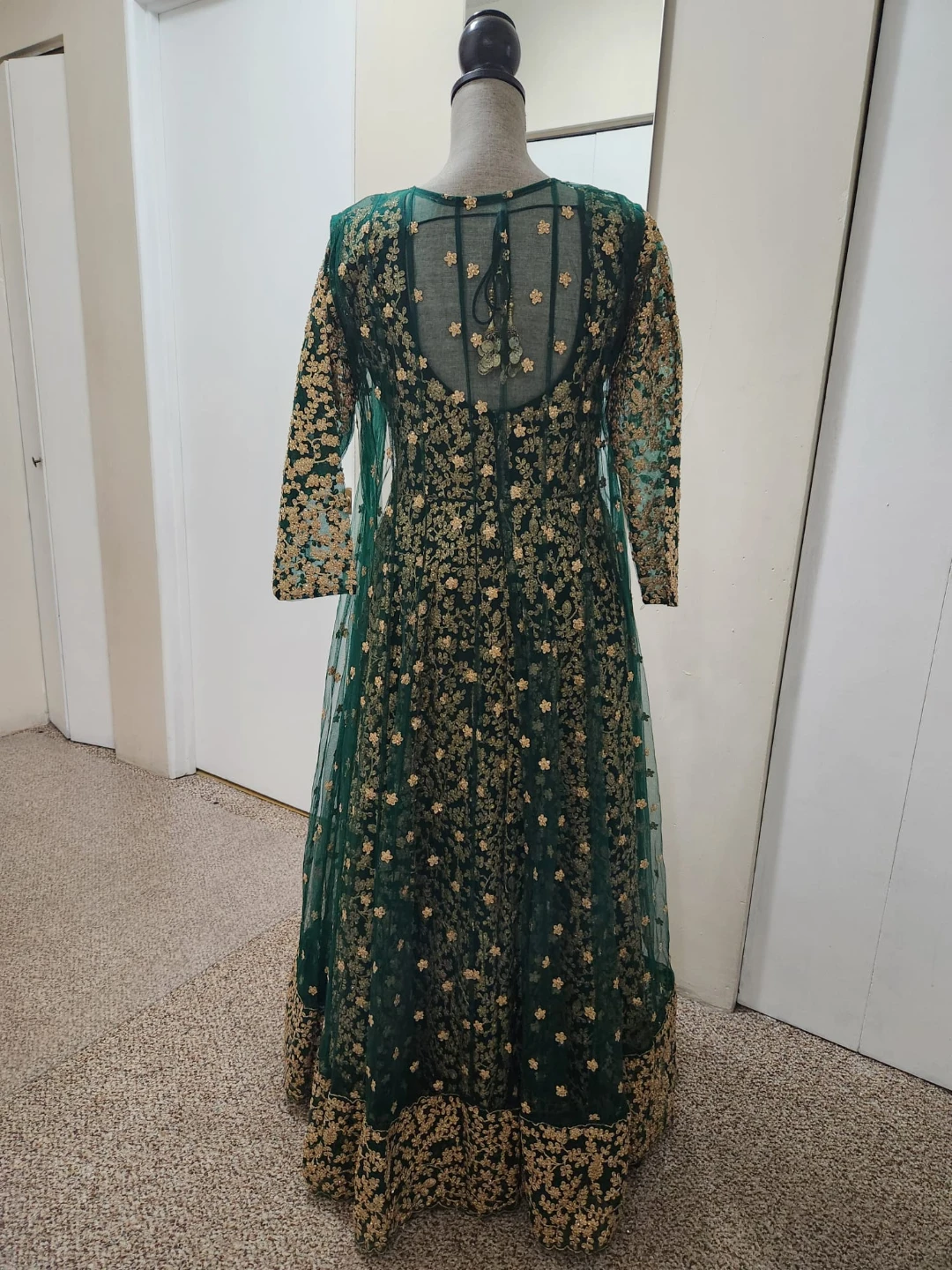 Women's Green Embroidered Anarkali Dress - photo 5