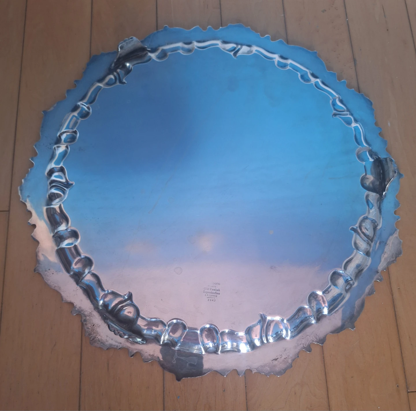 Vintage LARGE 17 inches  Silver Plated Serving Tray - photo 5