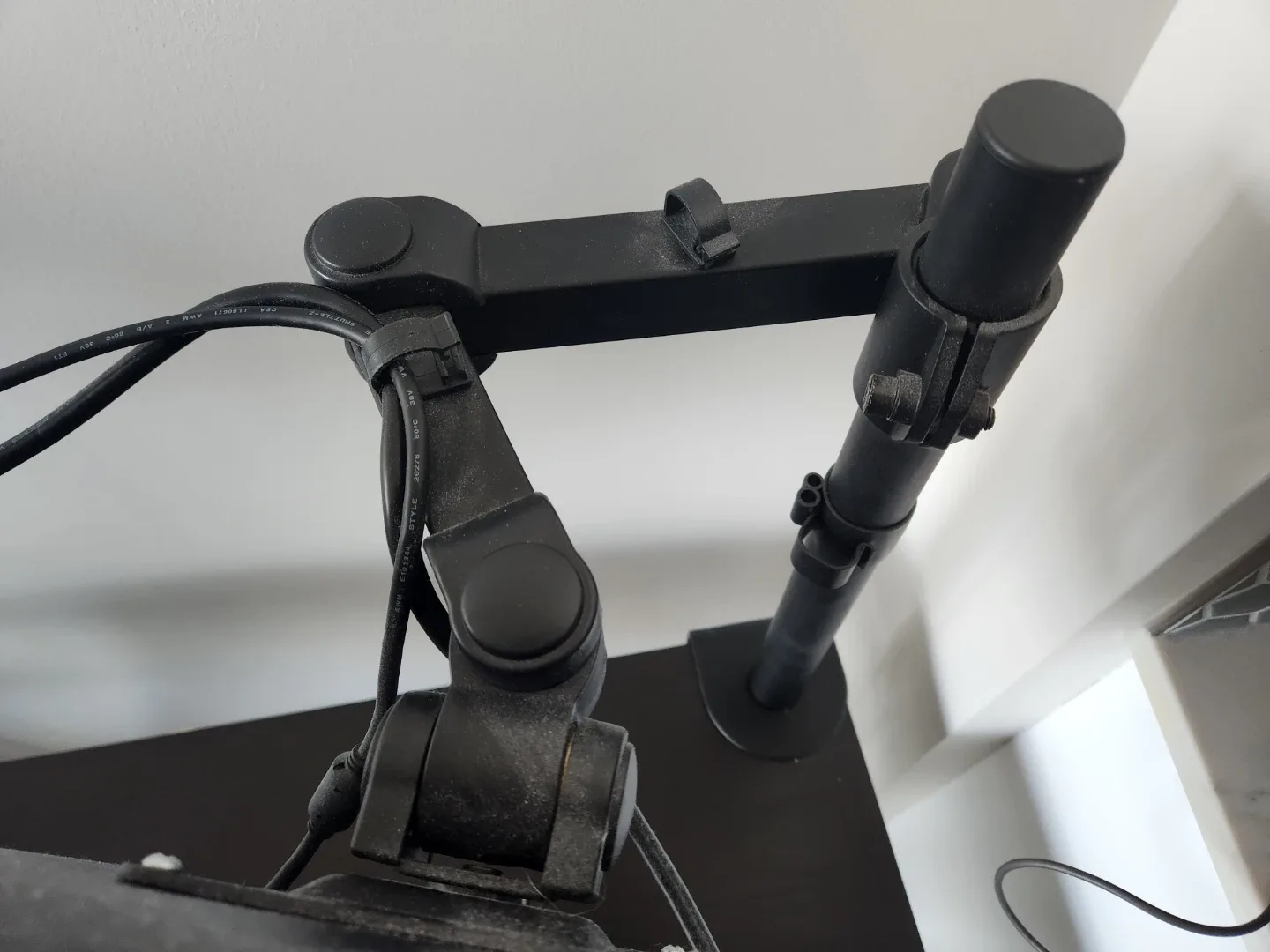 Two monitors, monitor arms, and desk - photo 5