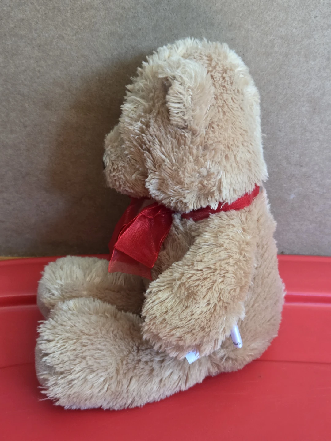Aurora Plush Teddy Bear - Light Brown with Red Ribbon Bow - photo 2