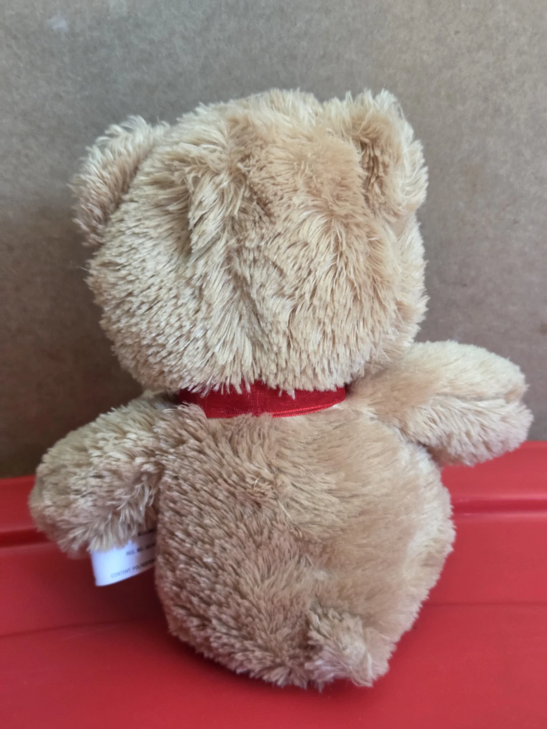 Aurora Plush Teddy Bear - Light Brown with Red Ribbon Bow - photo 3