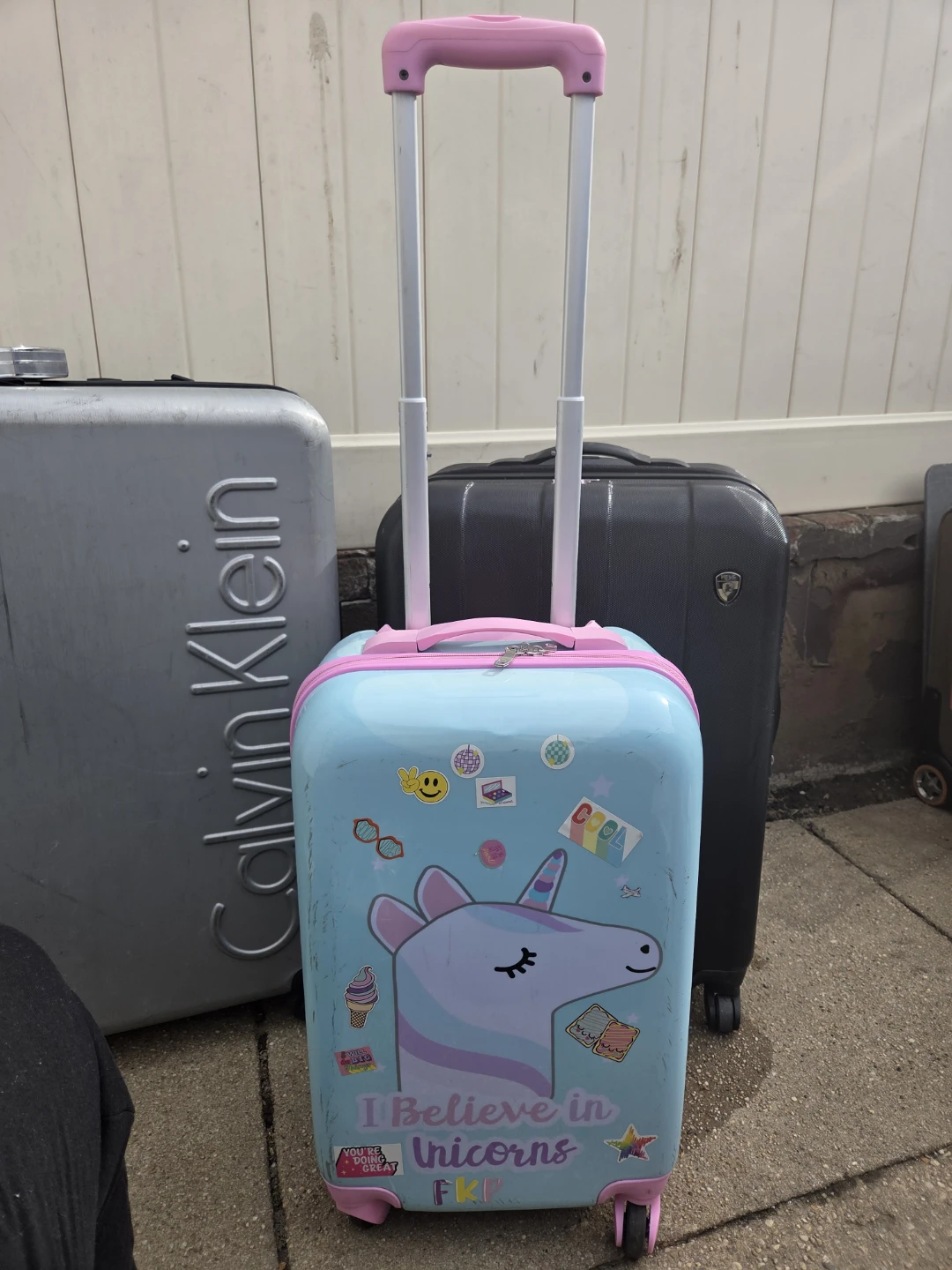 Kids Unicorn Luggage - Light Blue