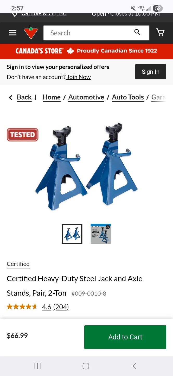 Certified Heavy-Duty Steel Jack and Axle Stands, Pair, 2-Ton - photo 2