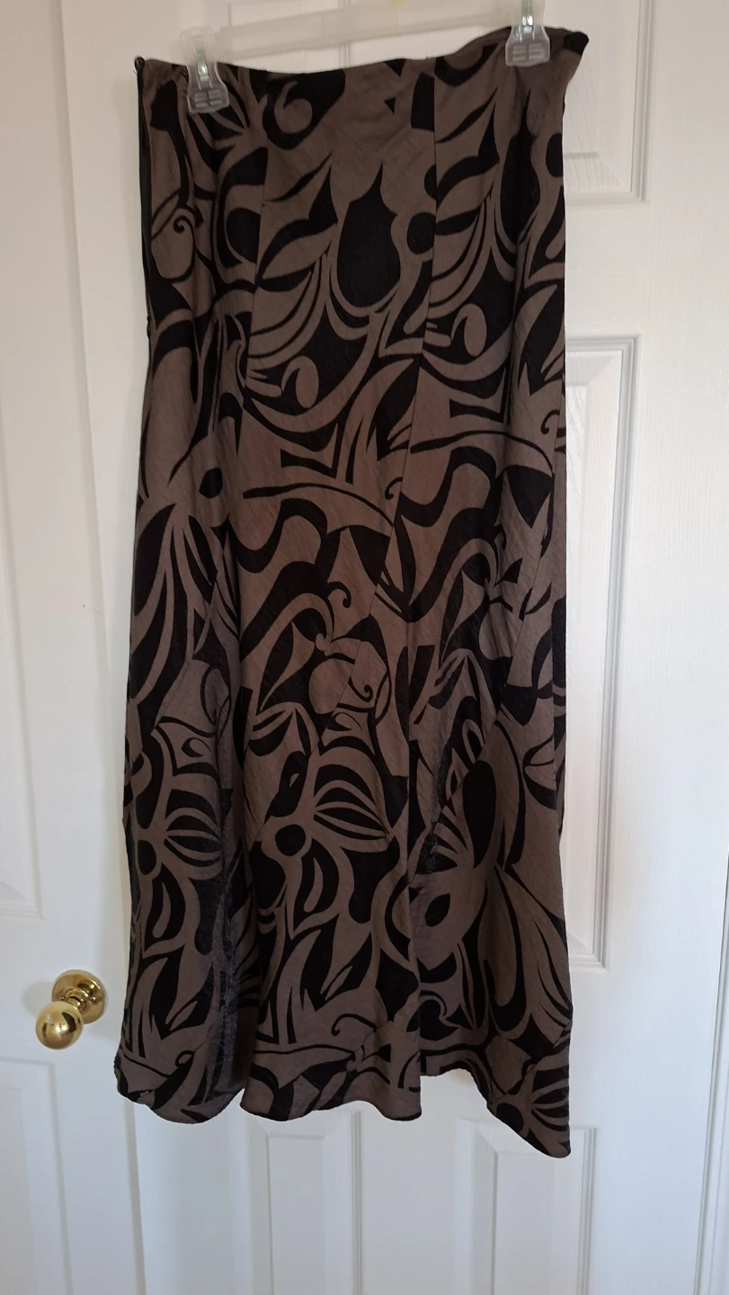 Per Una Brown Black Print Skirt Size 12