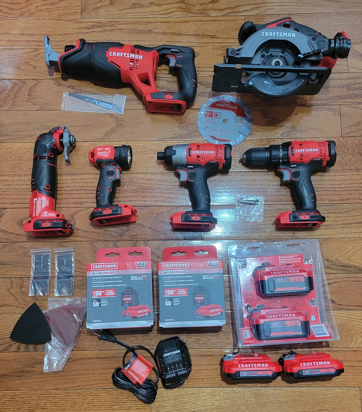 NEW!! CRAFTSMAN V20 Cordless Tool Set with Bag & 6 Batteries - photo 2