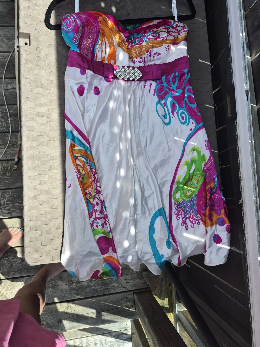 Ever-Pretty Strapless Dress with Colorful Paisley Print
