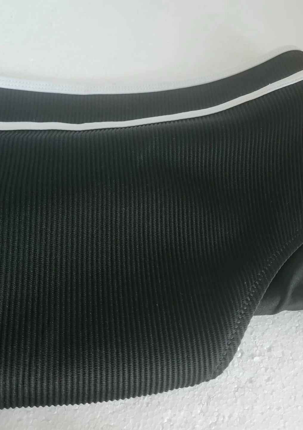 Black Ribbed High-Waisted Bikini Bottoms - Size M - photo 3