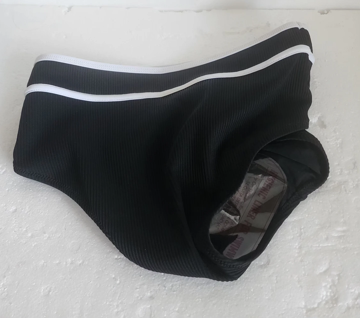 Black Ribbed High-Waisted Bikini Bottoms - Size M - photo 4