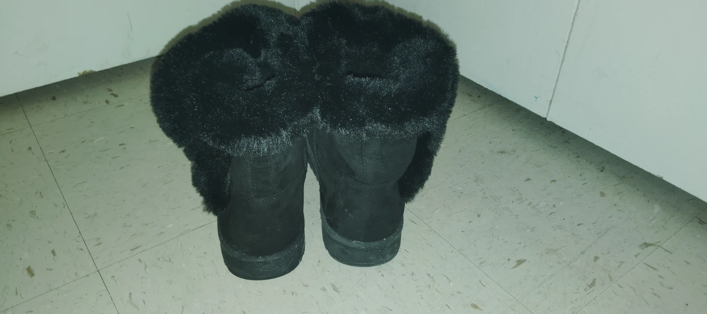 Black Faux Fur Trimmed Boots - Size Not Visible - photo 4