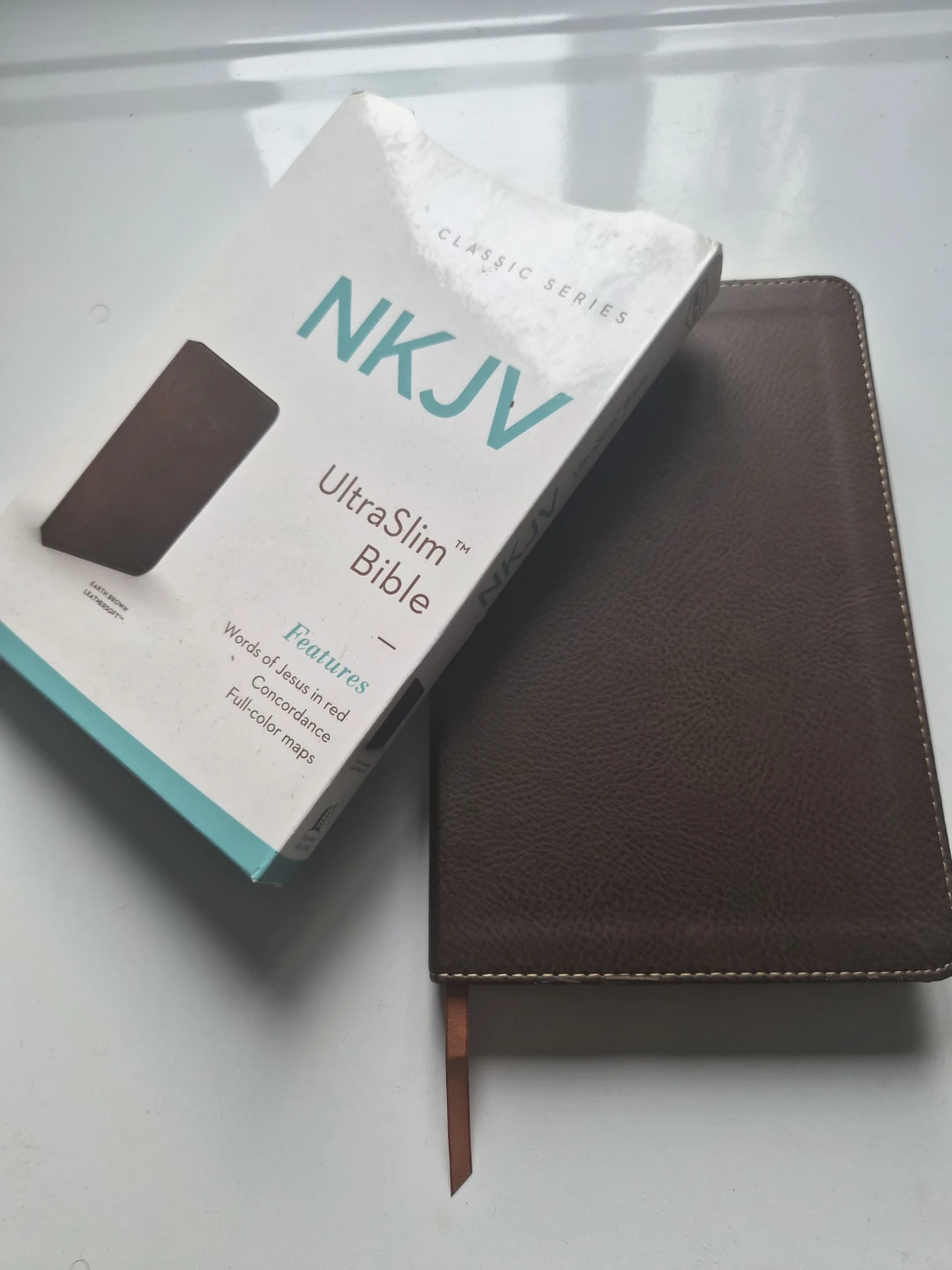 NKJV UltraSlim Bible - Earth Brown Leathersoft