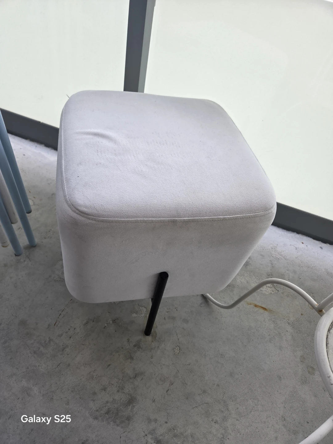 White Upholstered Cube Ottoman