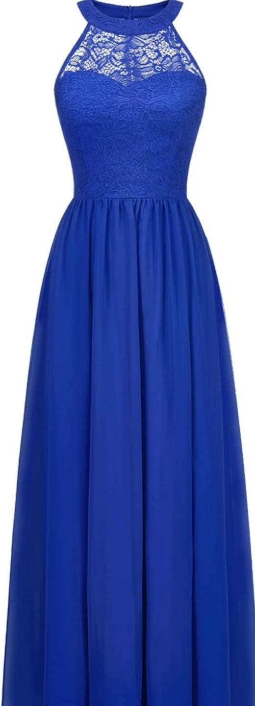 Wedtrend Royal Blue Lace Halter Formal Dress - photo 2