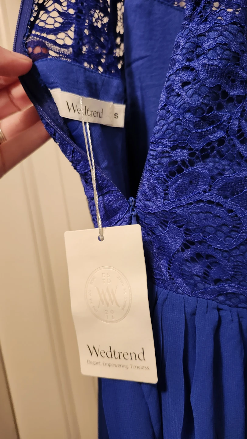 Wedtrend Royal Blue Lace Halter Formal Dress - photo 4