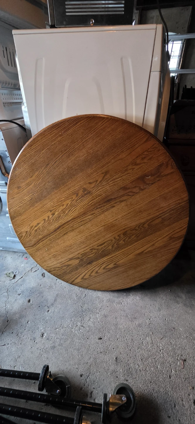 Solid Oak Dining Table Set w/ Leaf & 4 Chairs