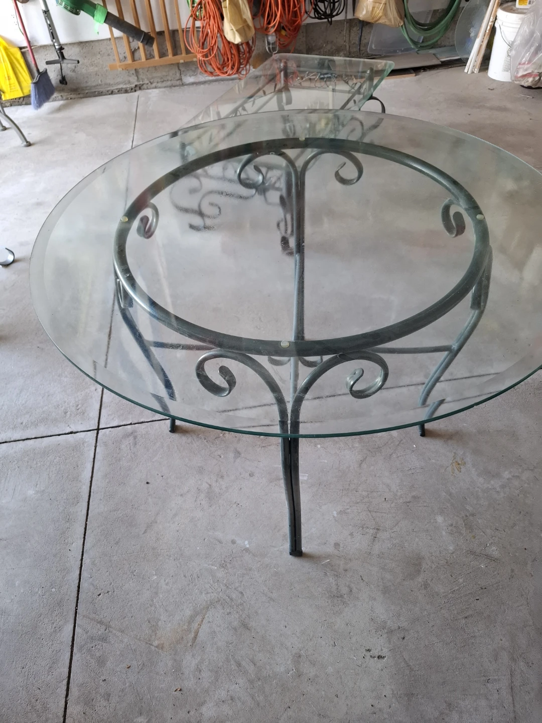 Round Glass Top Table with Metal Base