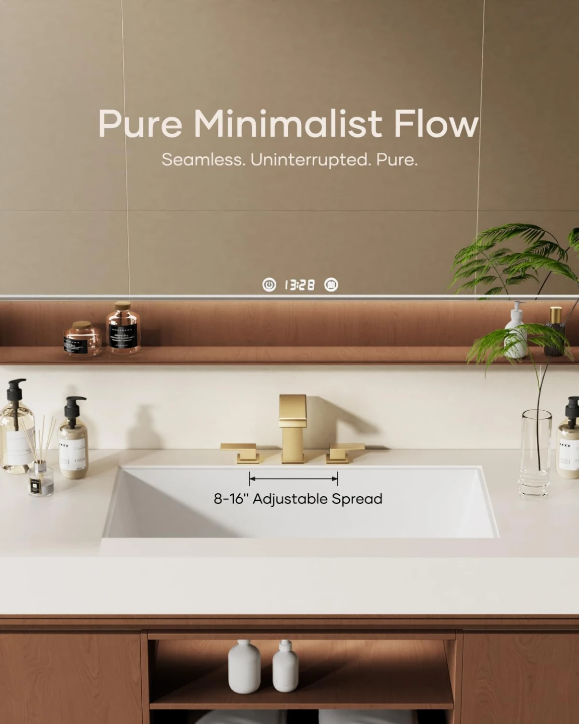 Brushed Waterfall Bathroom Faucet - Gold - photo 3
