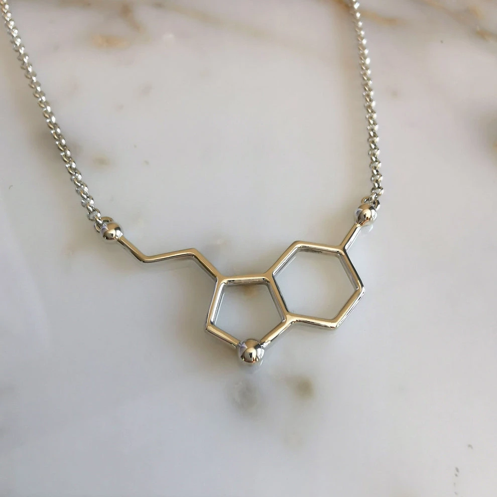 Sterling Silver .925 Serotonin Molecule Necklace - photo 2