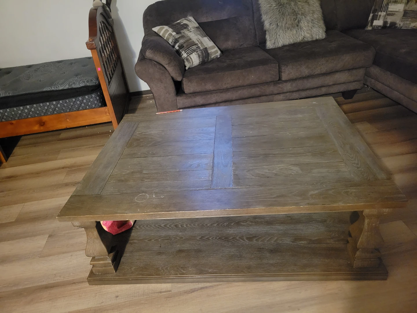 Living room set & Rustic Wood Coffee Table and End Table Set - photo 3