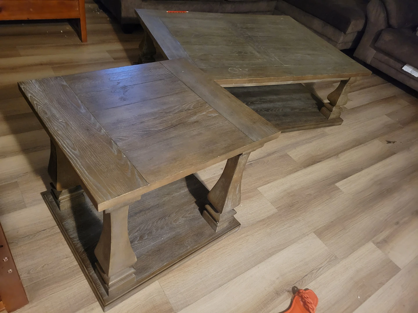 Living room set & Rustic Wood Coffee Table and End Table Set - photo 4