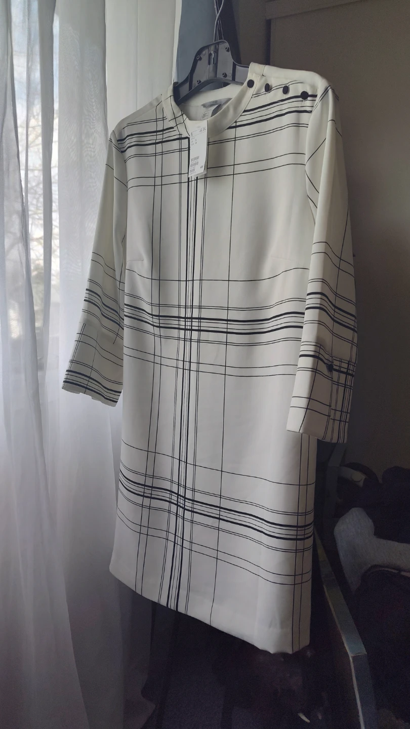 H&M White & Black Plaid Dress - Size 12