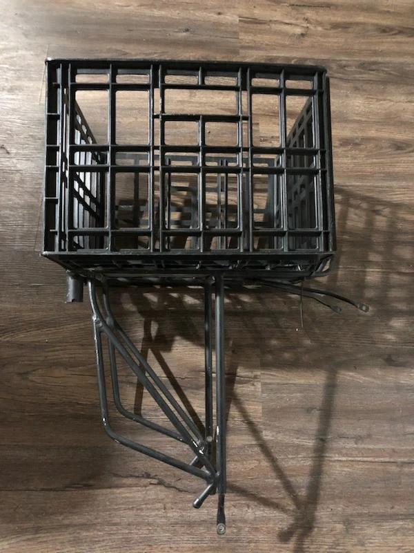 Rear bike rack / pannier with a lightweight milk crate style box